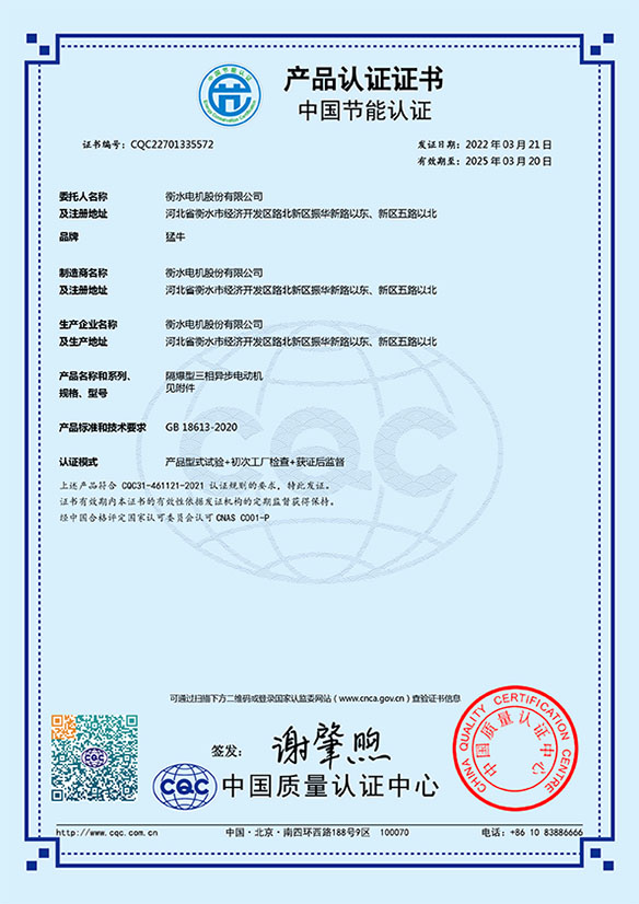YBX5節(jié)能認(rèn)證證書